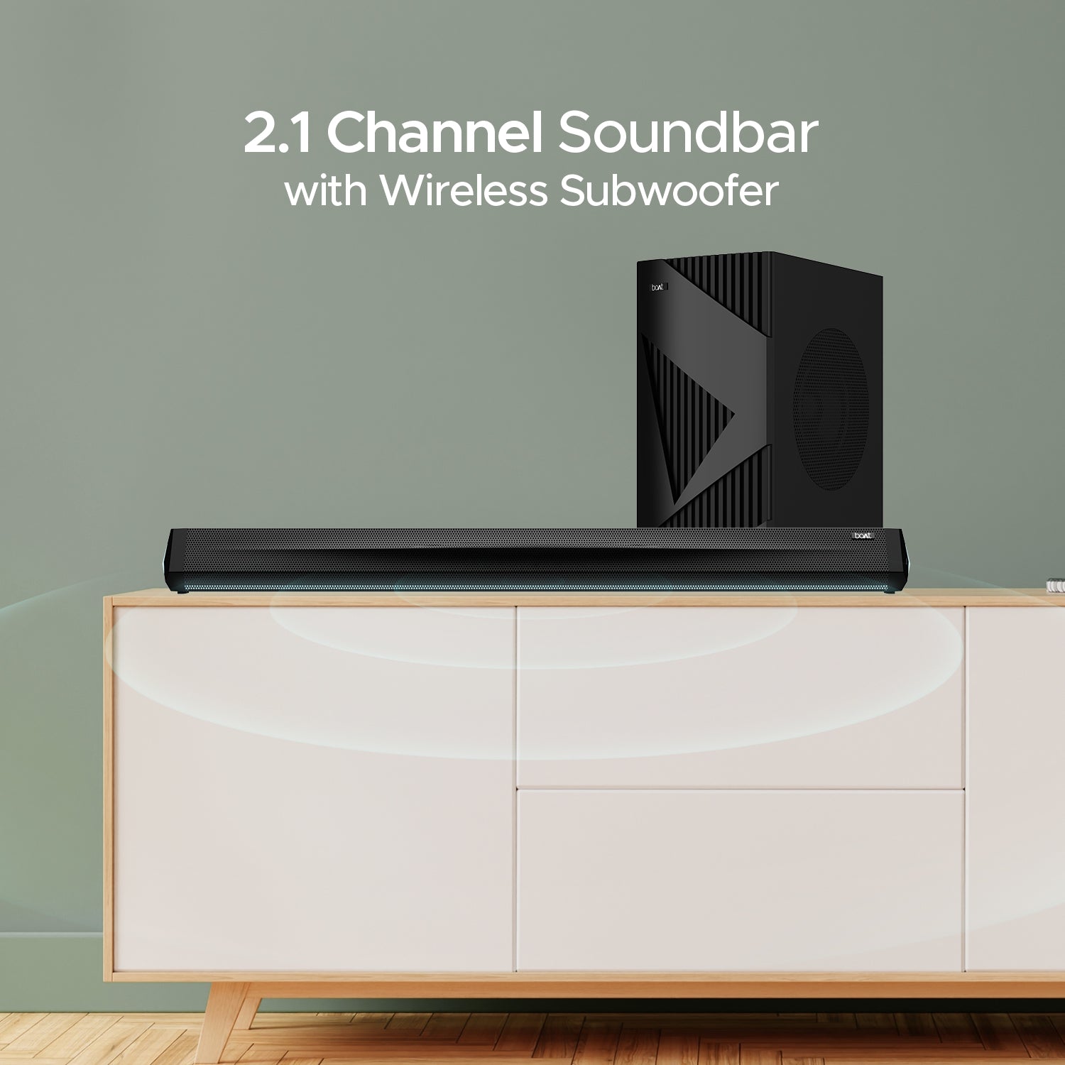 boAt Aavante Bar Theme | 2.1 Channel Soundbar with Wireless Subwoofer, 160W RMS boAt Signature Sound, Bass & Treble Control