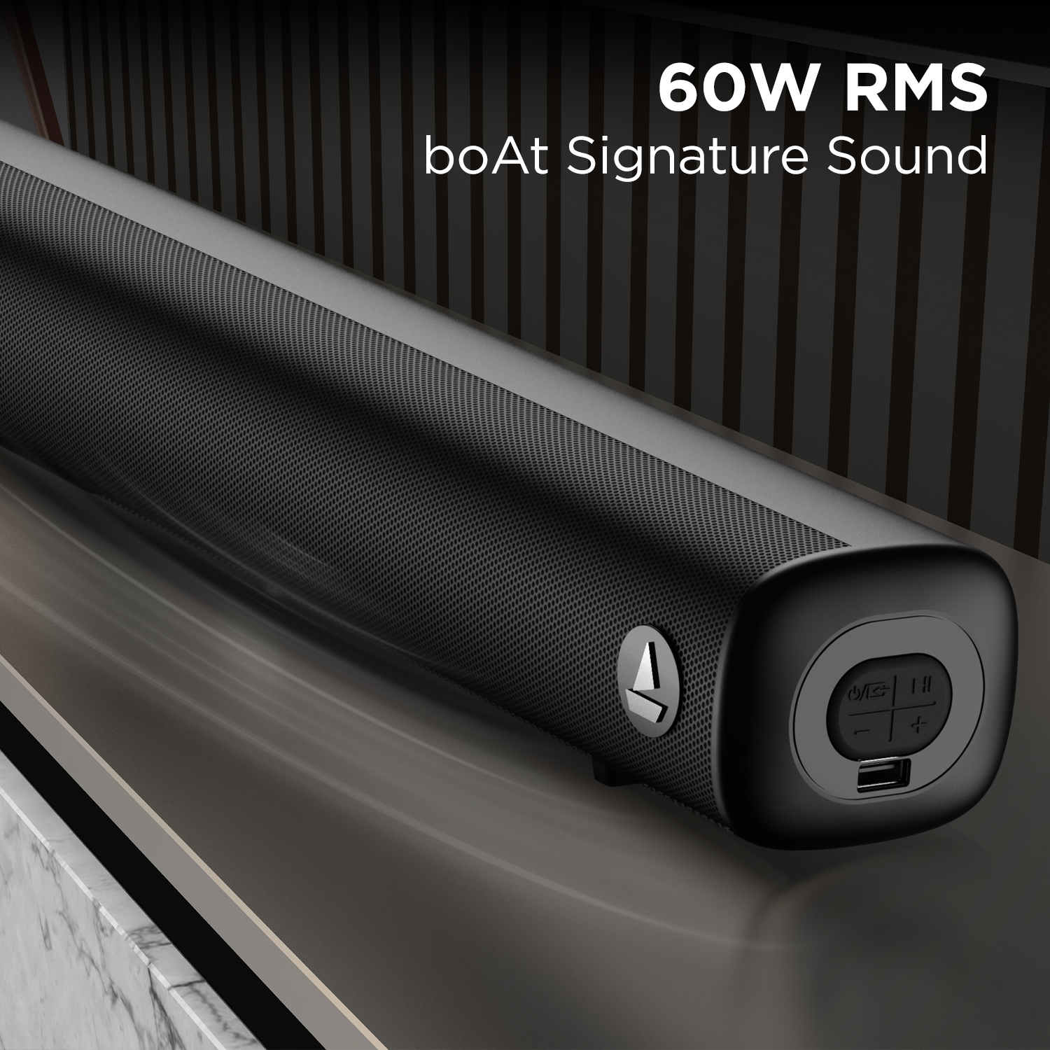 boAt Aavante Bar Rhythm | 60W RMS boAt Signature Sound, 2.0 channel, Multiple EQ Modes, Customized Bass & Treble Settings, BT v5.3, USB, AUX, HDMI (ARC)