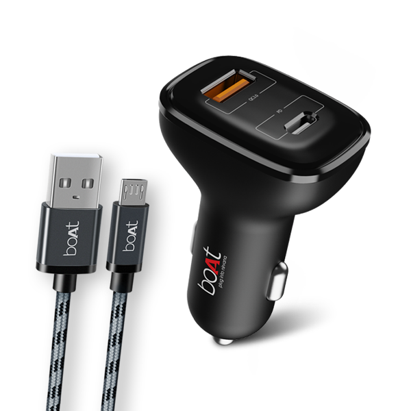 Dual QC-PD Port Rapid Car Charger with Micro USB cable - Best Car Charger online